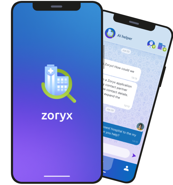 Zoryx mobile app home screen